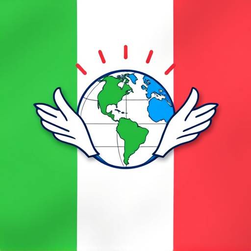 Accademia Italiana di Apprendimento logo, symbolizing inclusive education with open arms embracing a globe, set against a backdrop of the Italian flag.