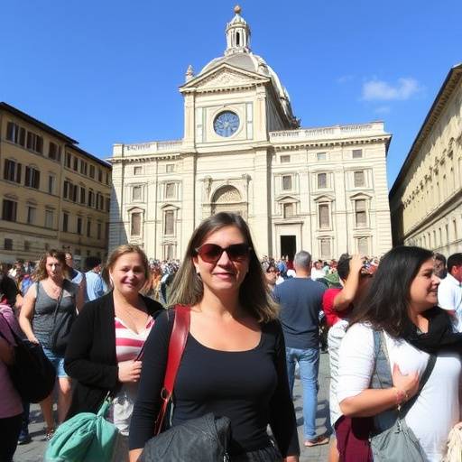 Alessandra Ferrari, Cultural Immersion Program Coordinator, leading a group on a walking tour of Florence.