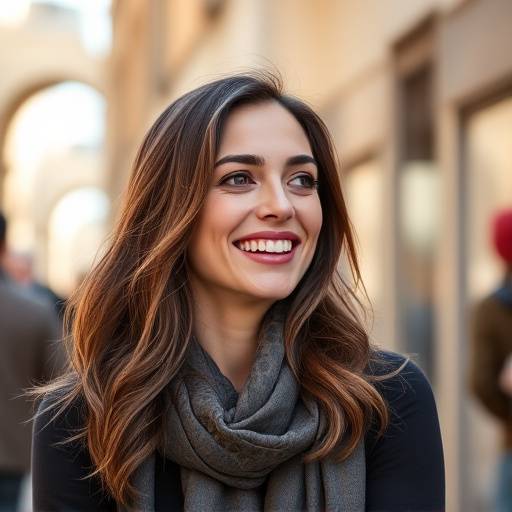 Image of a woman cheerfully speaking Italian