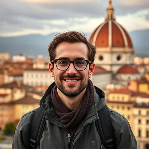 Marco Bianchi, Head of Curriculum Development, standing in front of the Florence Duomo.