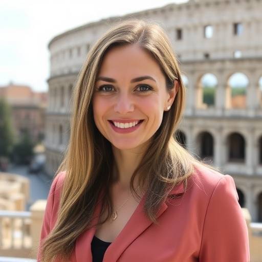 Professor Sofia Lombardi standing in front of the Colosseum