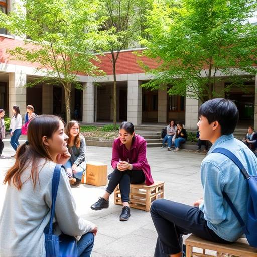 Students enjoying the outdoor courtyard at Accademia Italiana di Apprendimento